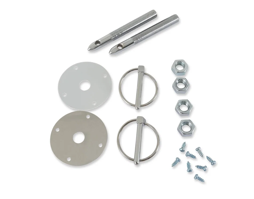 1017 – MR GASKET Hood Pin, With Torsion Clip Chrome Finish Silver